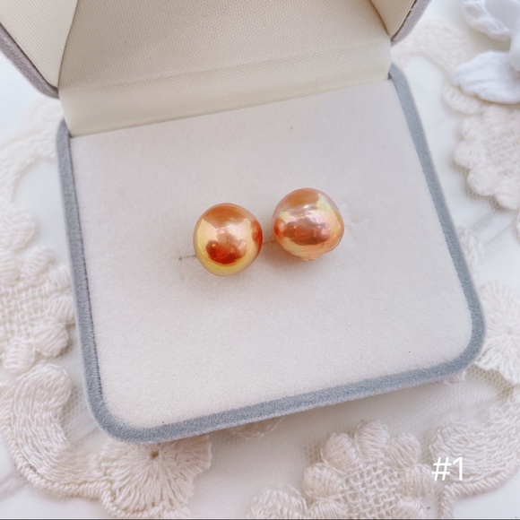 Pearl Studs, Genuine Baroque Edison pearl - Picture 5 of 12